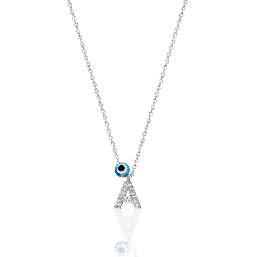 Initial with the evil eye necklace