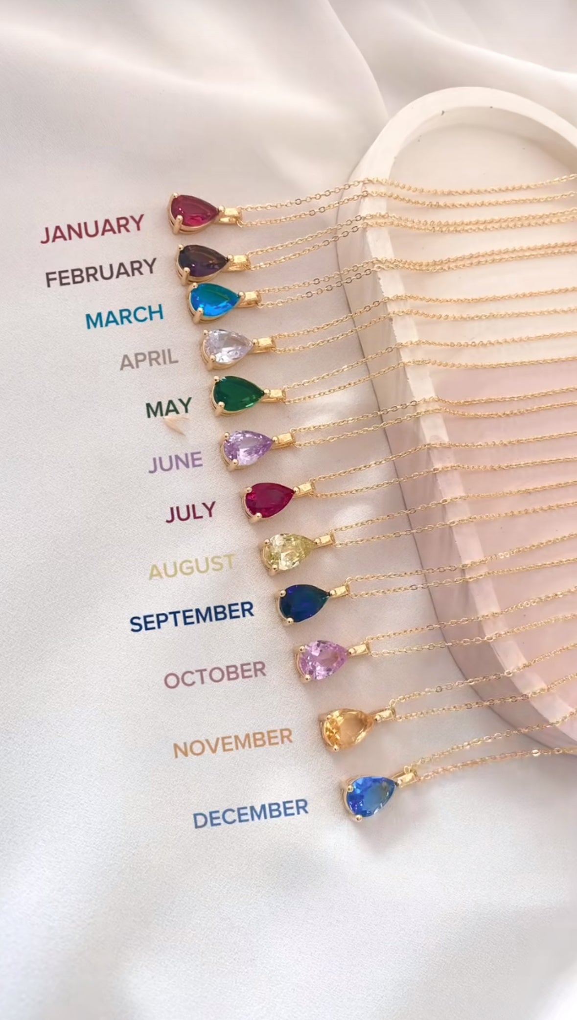Month birthstone necklace