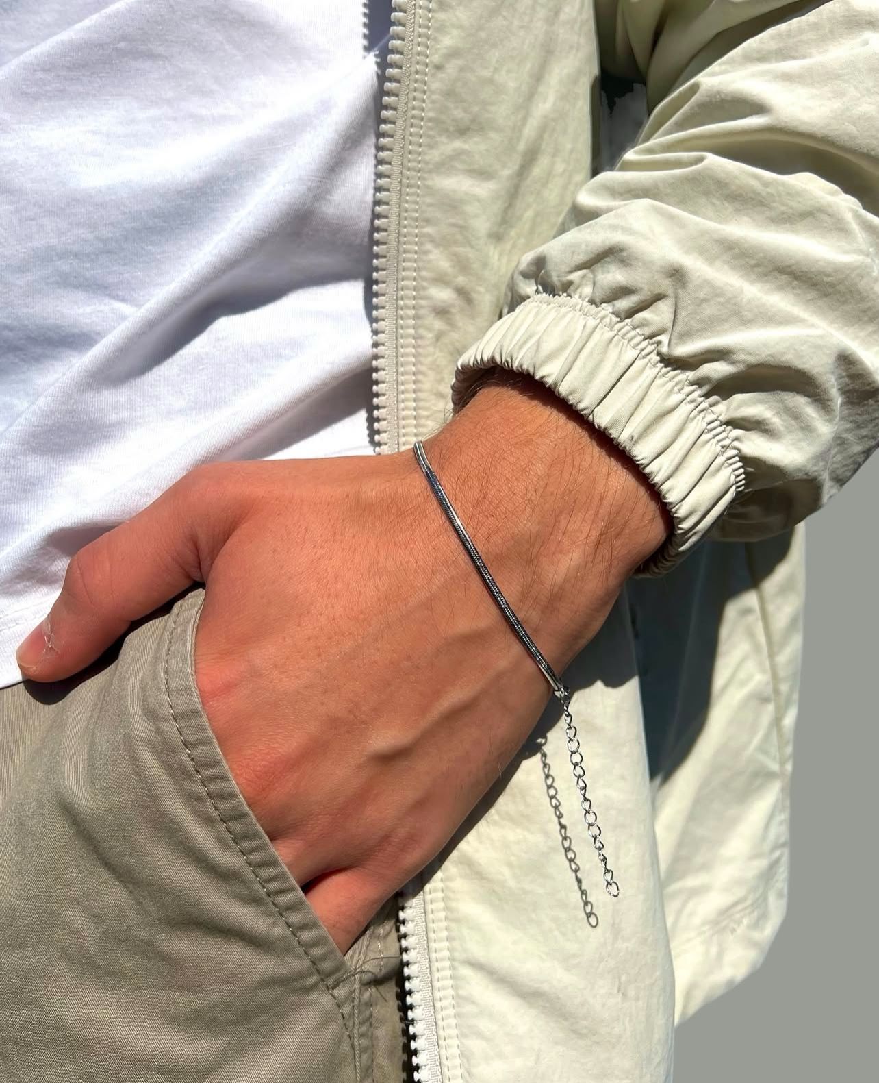 Tiny snake skin men bracelet