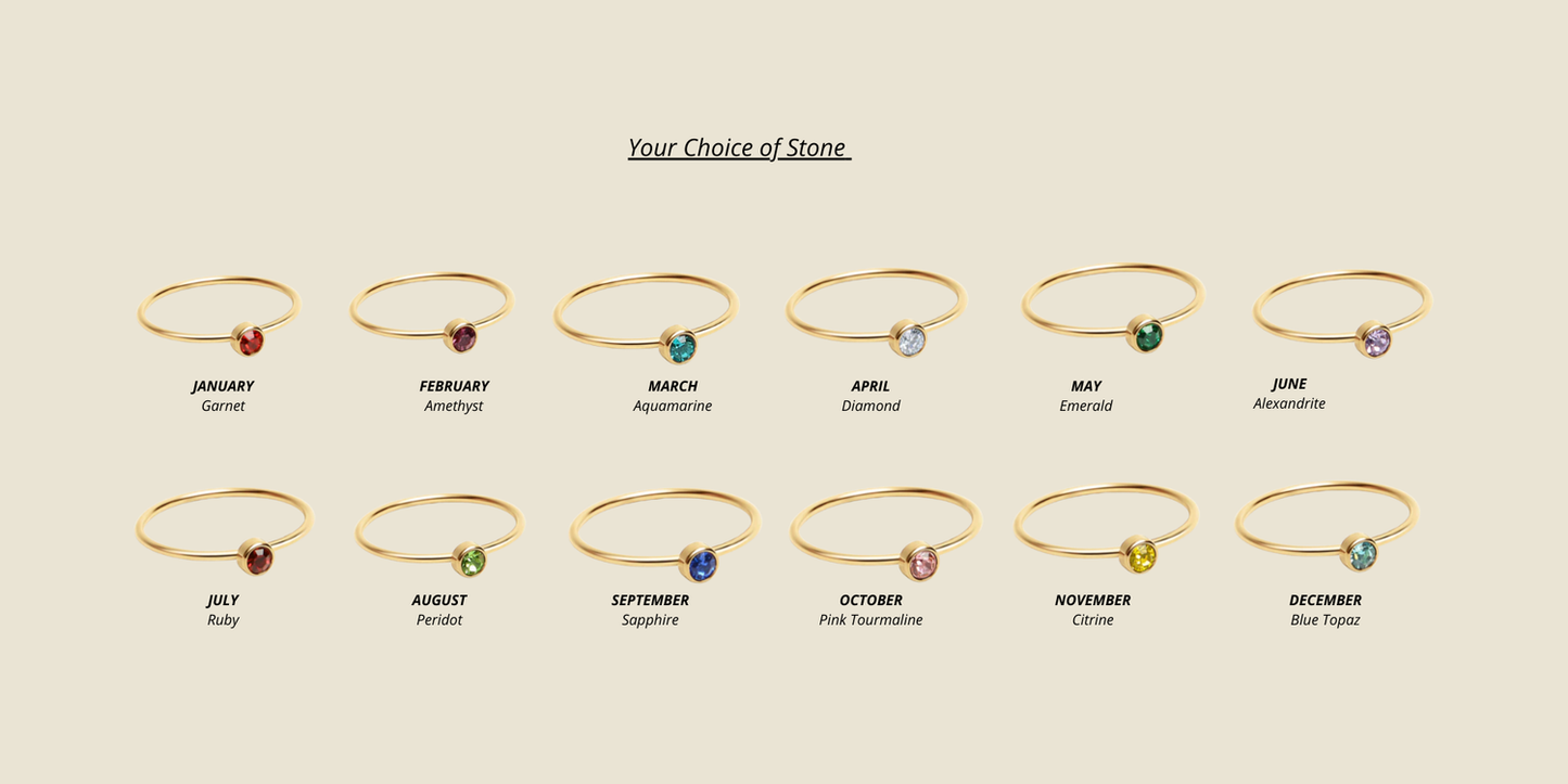 Gem birth stones ring